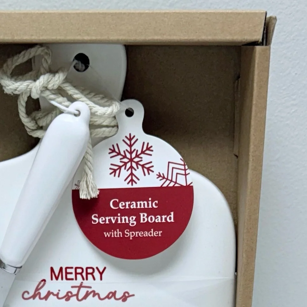 3 for $15 SALE Holiday Ceramic “Merry Christmas” Serving Board with Spreader